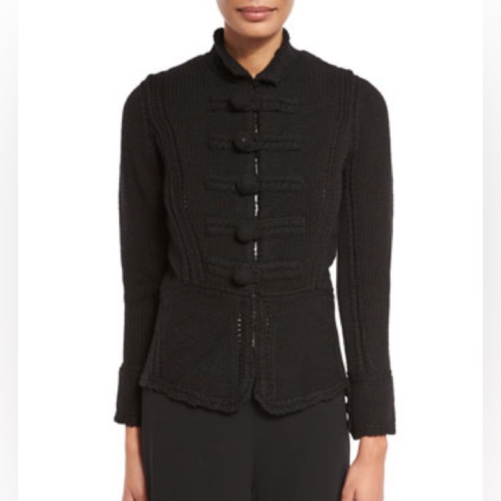 Co
Stand-Collar Military Sweater Jacket, Black